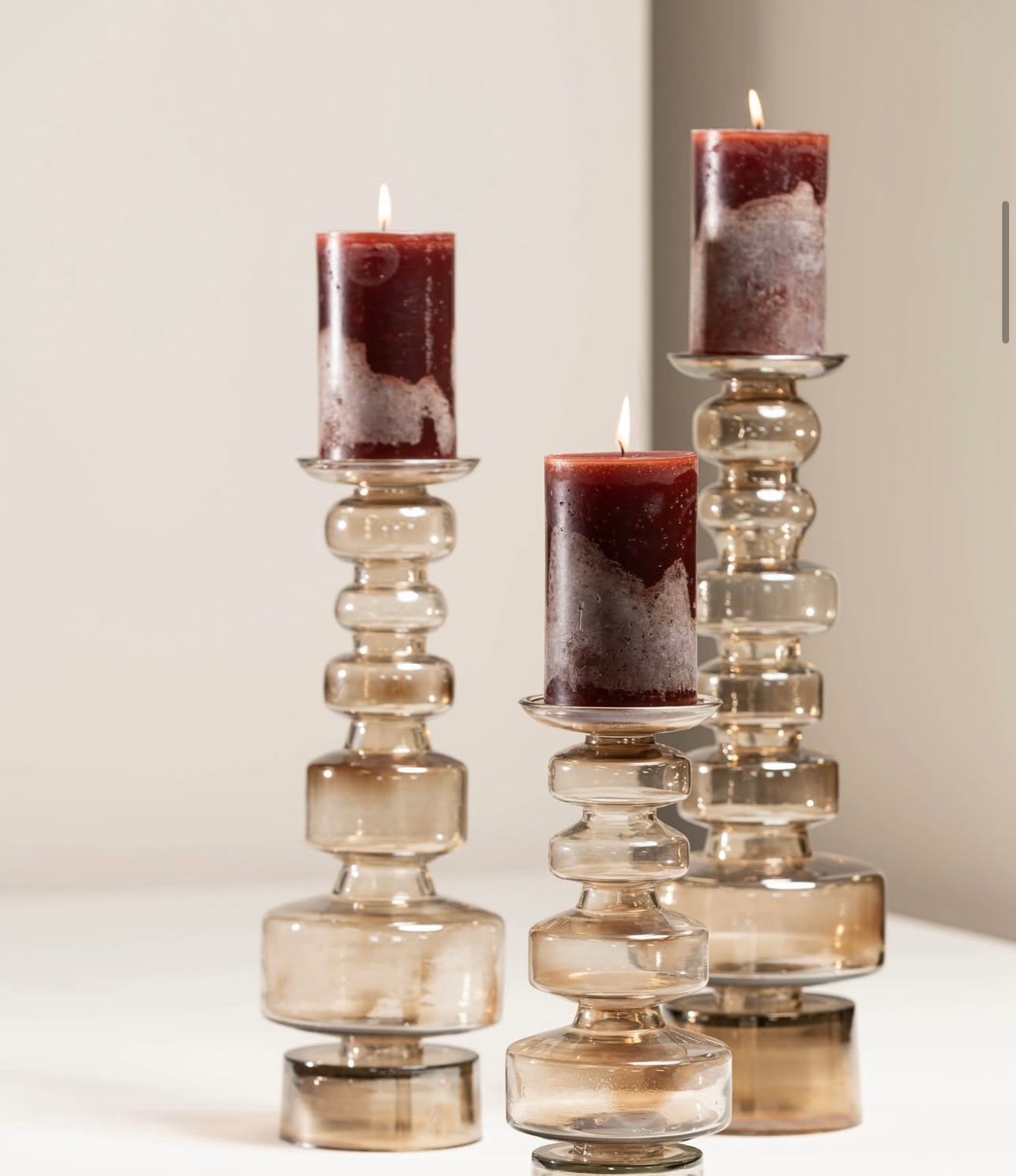 Glass chandelier brown luster | set van 3