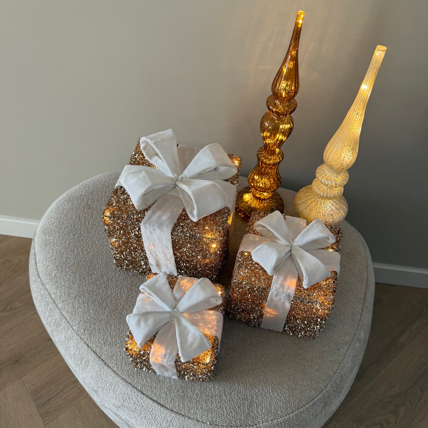 Sparkle Gift Box Cozy (set van 3) Goud/wit