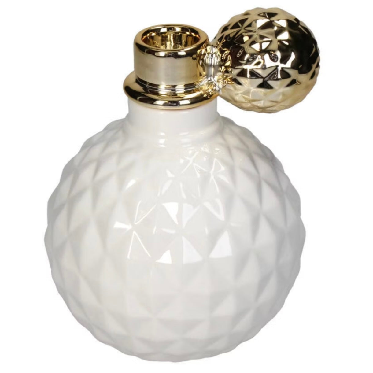 Wit porseleinen parfumvaasje van 15 cm hoog, elegant decoratief accessoire voor interieur