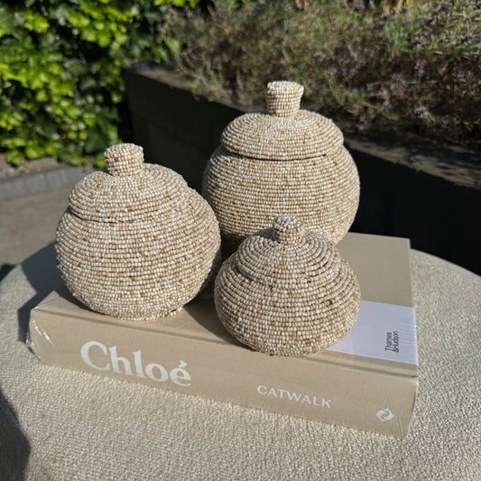 Kralen potjes Beige | set 3