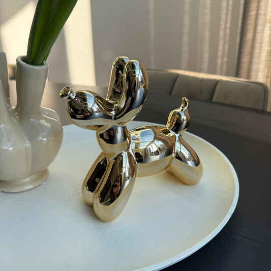 Balloon dog money bank gold