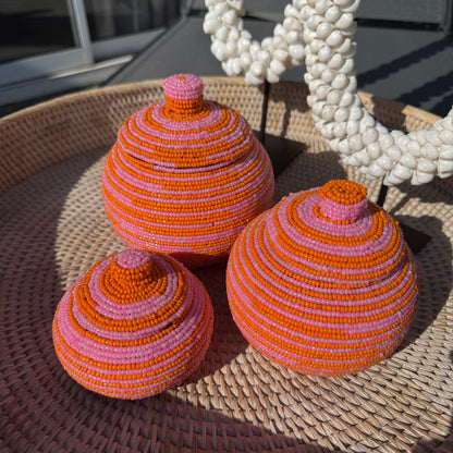 Kralen potjes oranje/rose | set 3