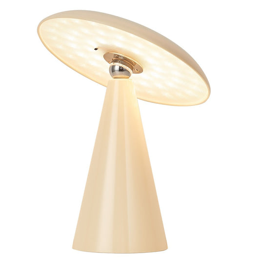 Bureaulamp Mush LED op accu beige, afneembare kap