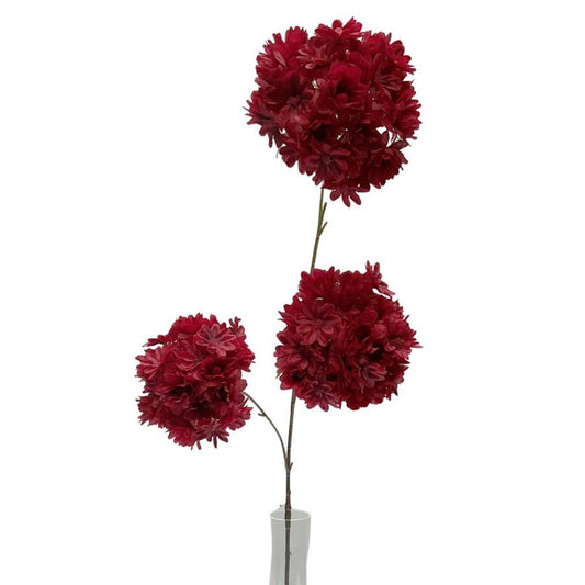 Kunsttak bolbloem - Diep rood 83cm