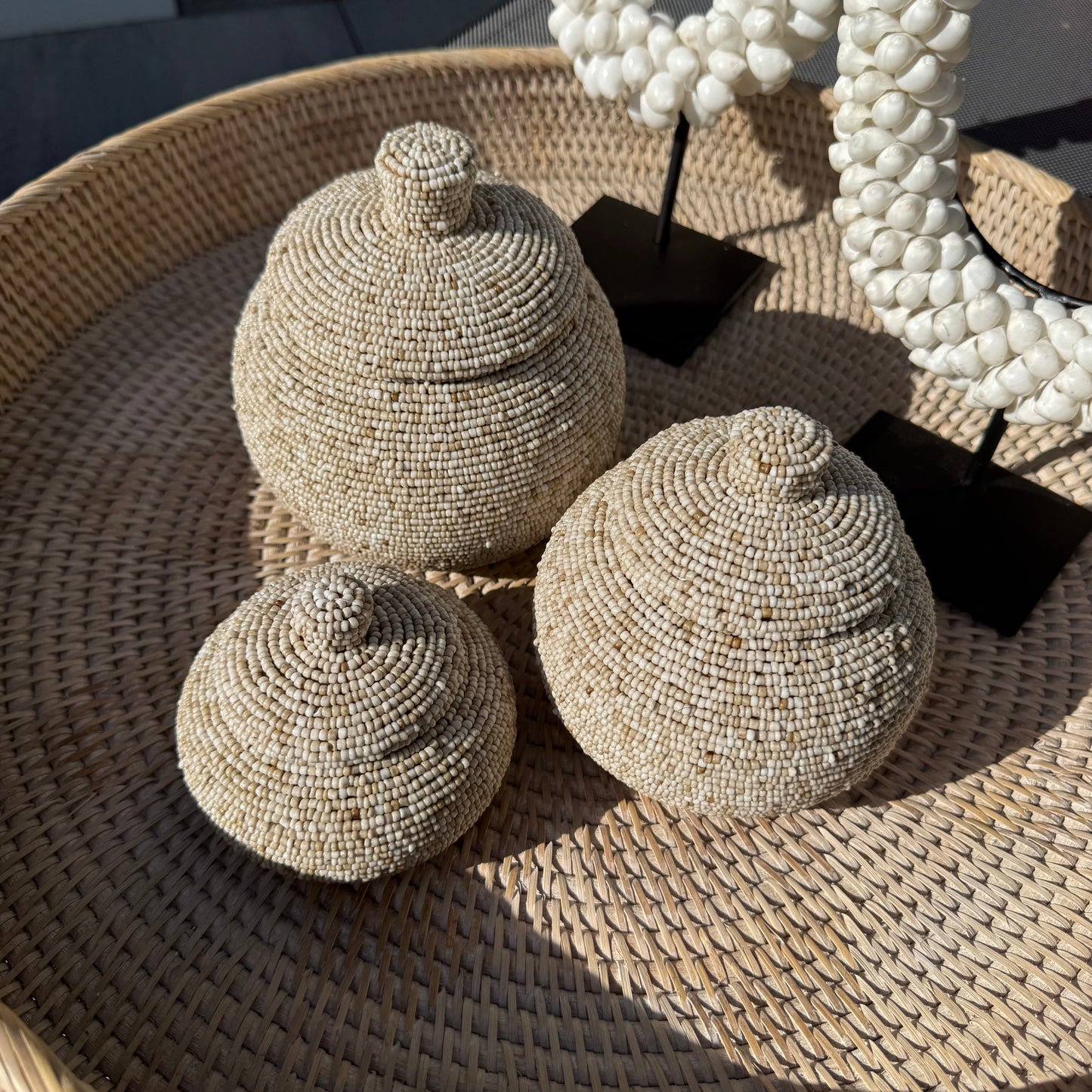 Kralen potjes Beige | set 3
