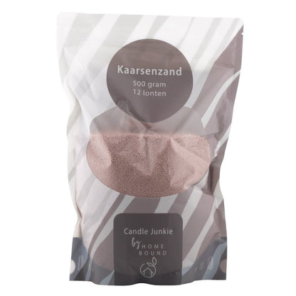 Kaarsenzand zak 500gr met 12 lonten taupe