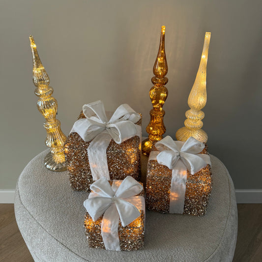 Sparkle Gift Box Cozy (set van 3) Goud/wit