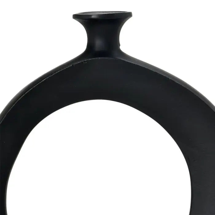 Metalen vaas - Donut zwart 30cm hoog