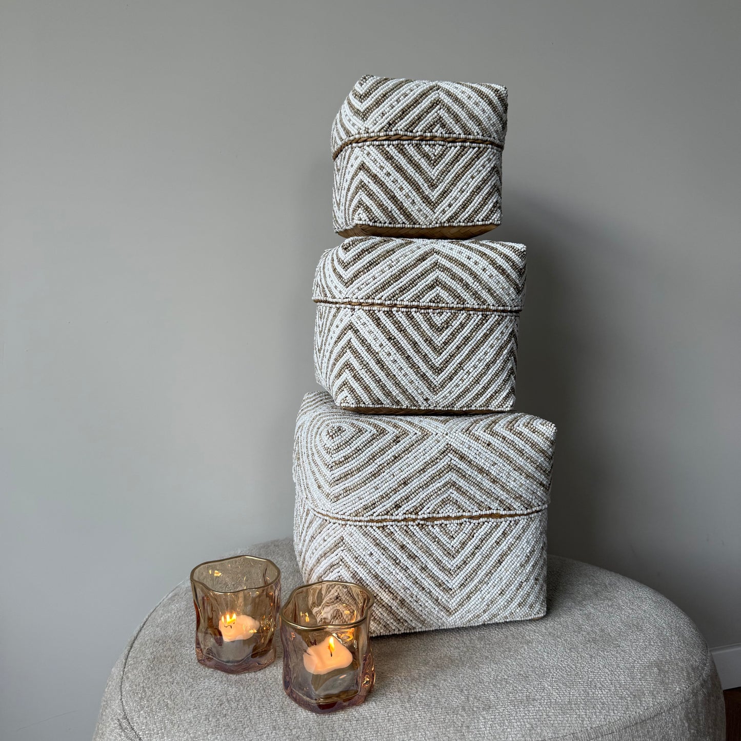 Kralen offermanden | Beige White