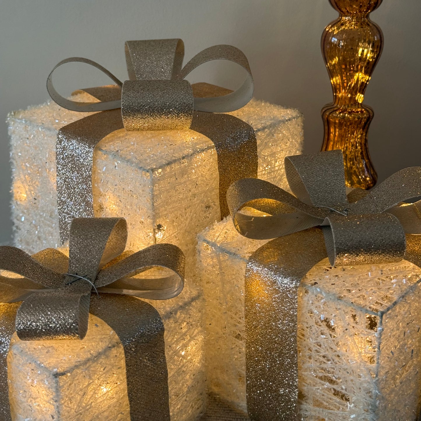 Sparkle Gift Box Cozy (set van 3) wit/goud