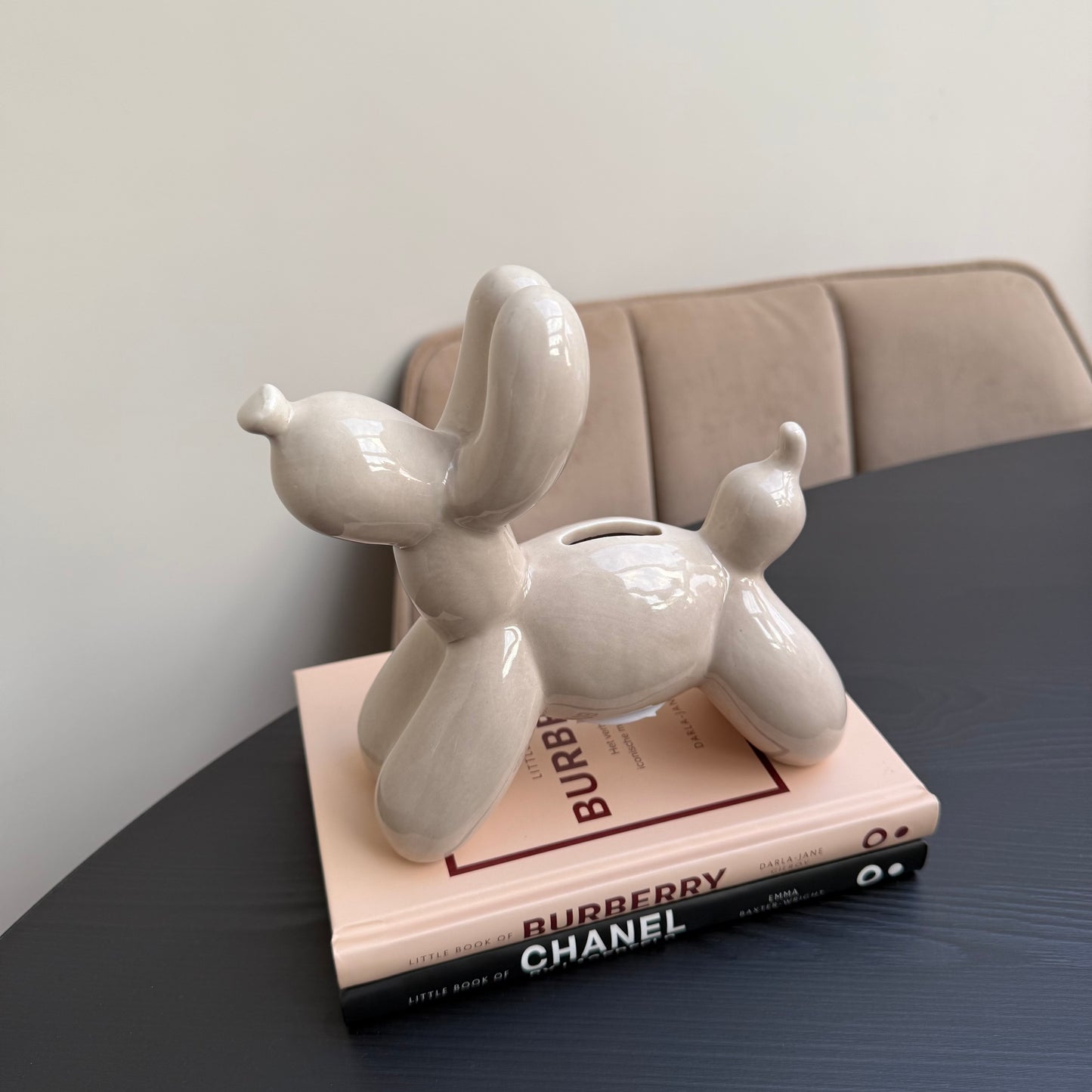 Balloon dog money bank Beige