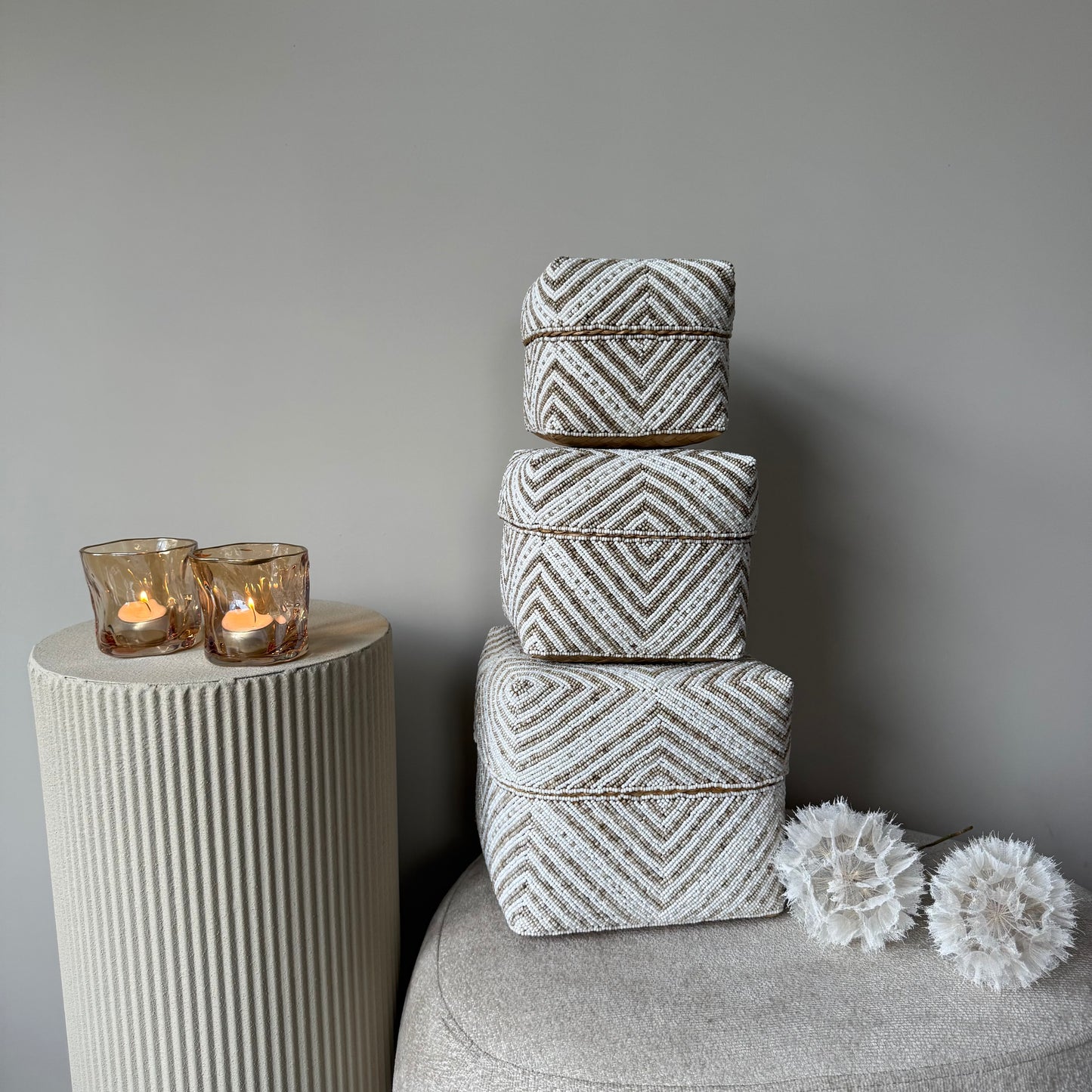 Kralen offermanden | Beige White