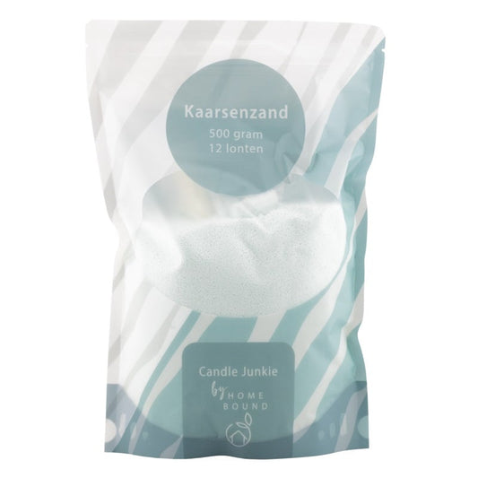 Kaarsenkorrels zak 500gr met 12 lonten frost white 