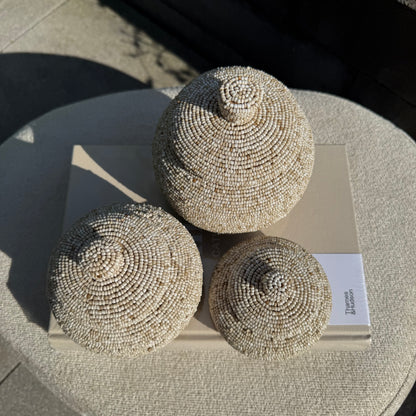 Kralen potjes Beige | set 3