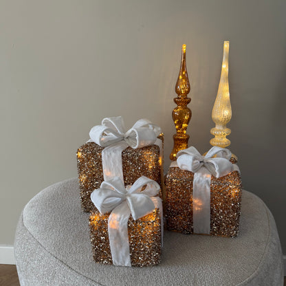 Sparkle Gift Box Cozy (set van 3) Goud/wit