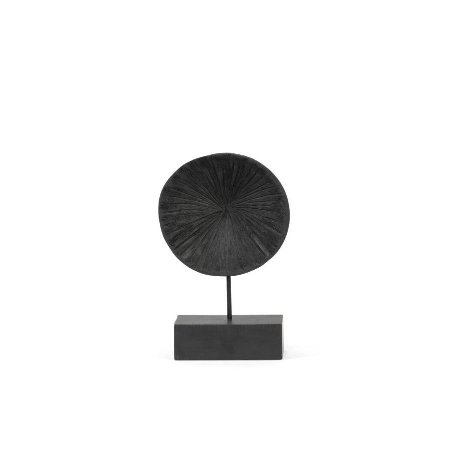 Ornament disk black matt brushed wood