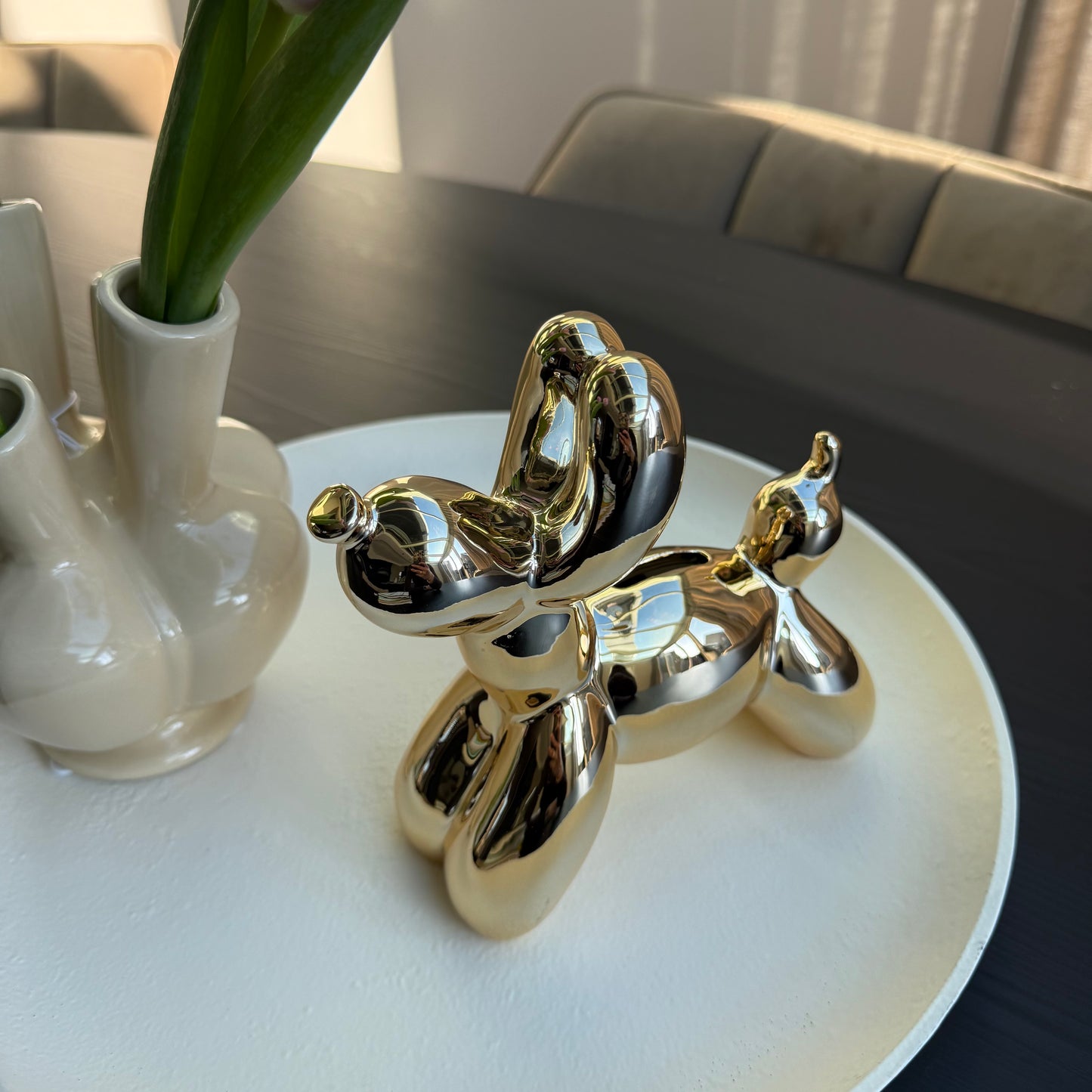 Balloon dog money bank gold