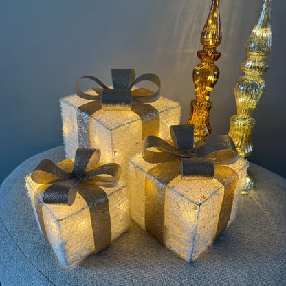 Sparkle Gift Box Cozy (set van 3) wit/goud