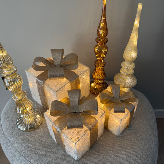 Sparkle Gift Box Cozy (set van 3) wit/goud