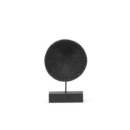 Ornament disk black matt brushed wood
