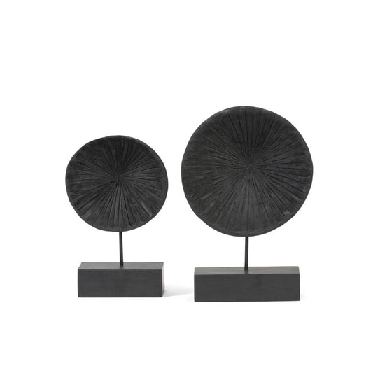 Ornament disk black matt brushed wood