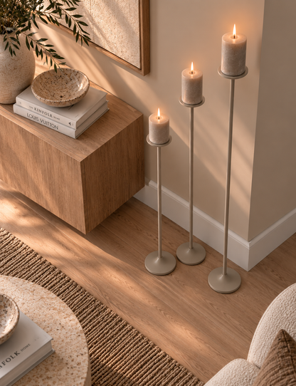 Vloerkandelaren beige - set van 3
