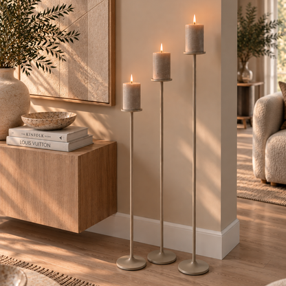 Vloerkandelaren beige - set van 3