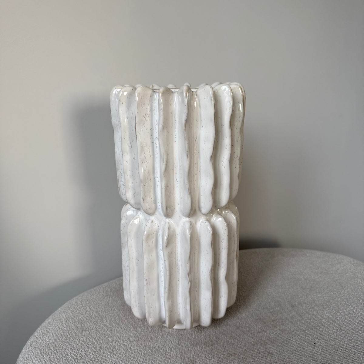 Vase Ridges Stoneware Ivory – 15,5 x 30,5 cm