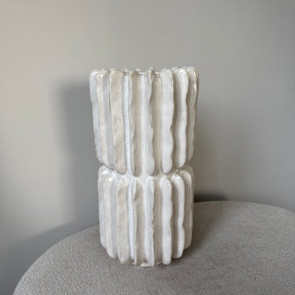 Vase Ridges Stoneware Ivory – 15,5 x 30,5 cm