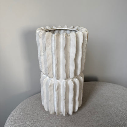 Vase Ridges Stoneware Ivory – 15,5 x 30,5 cm
