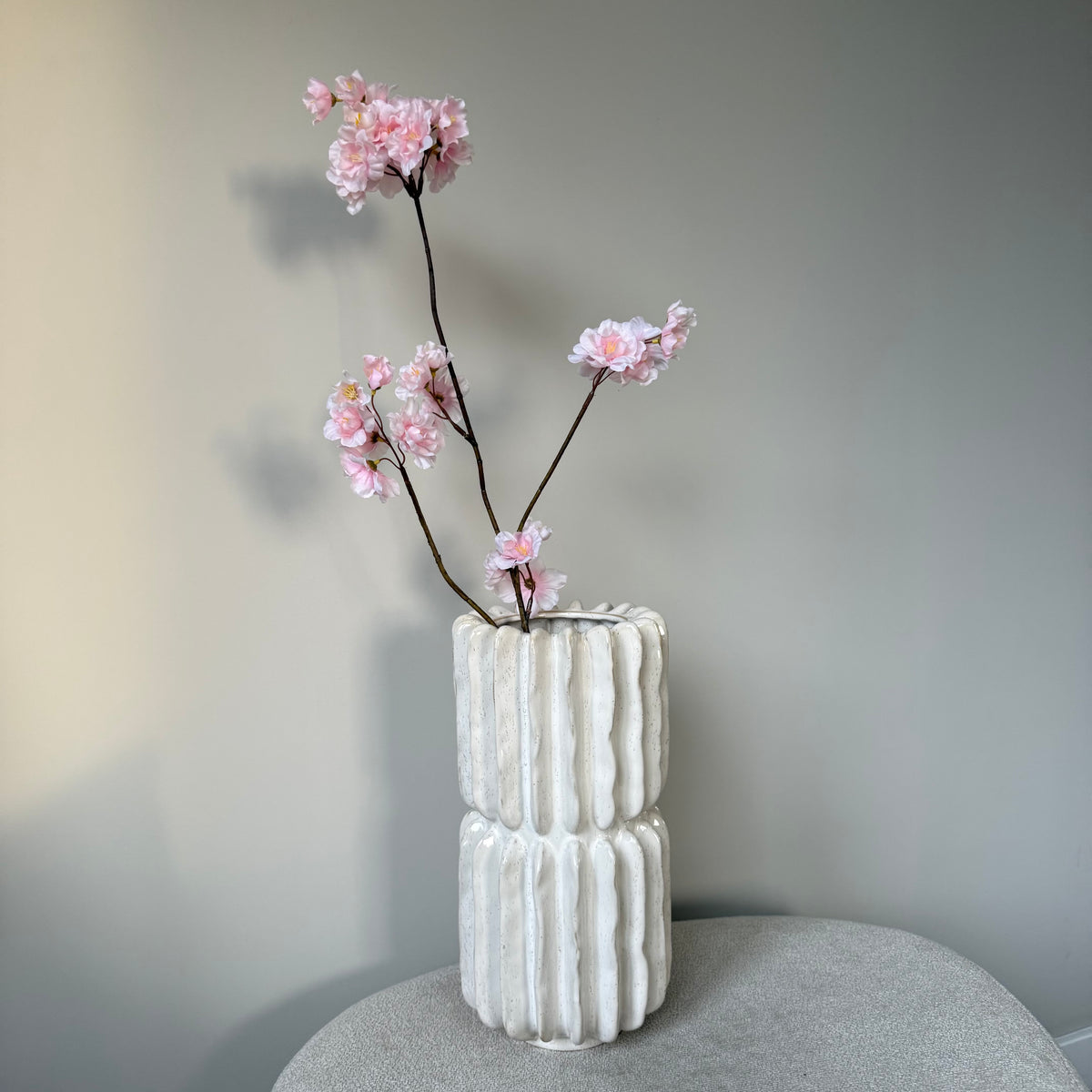 Vase Ridges Stoneware Ivory – 15,5 x 30,5 cm